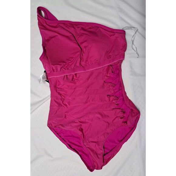 NWTCarmen Marc Valvo One-Shoulder Side-Cutout One-Piece Swimsuit Women's Size 10 - Picture 10 of 13